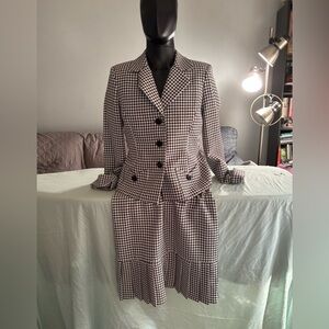 Ainsley Black and White Houndstooth Midi Dress Set
